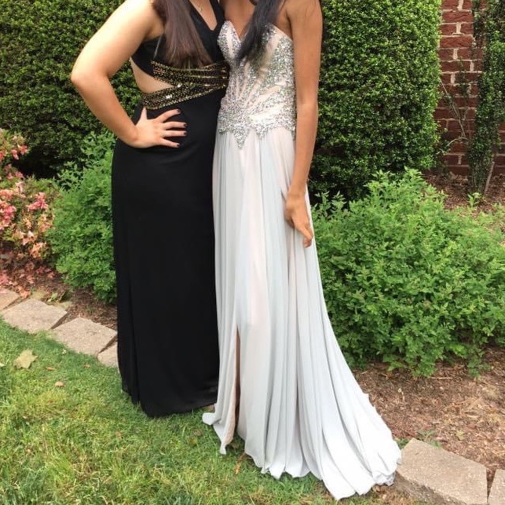 Beautiful Strapless Beaded Bodice Prom Gown
